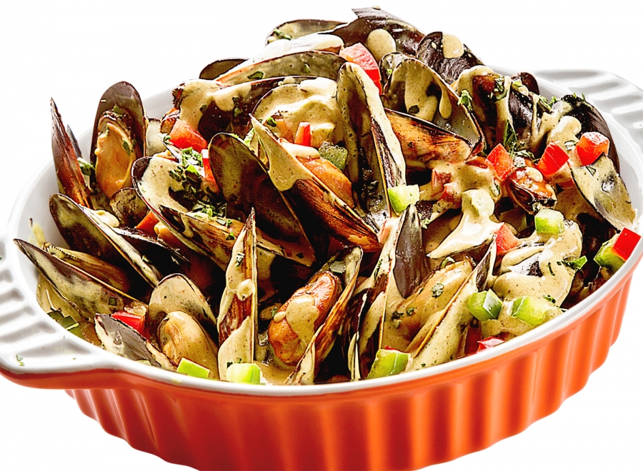 МИДИИ В СЛИВОЧНОМ СОУСЕ КАРРИ